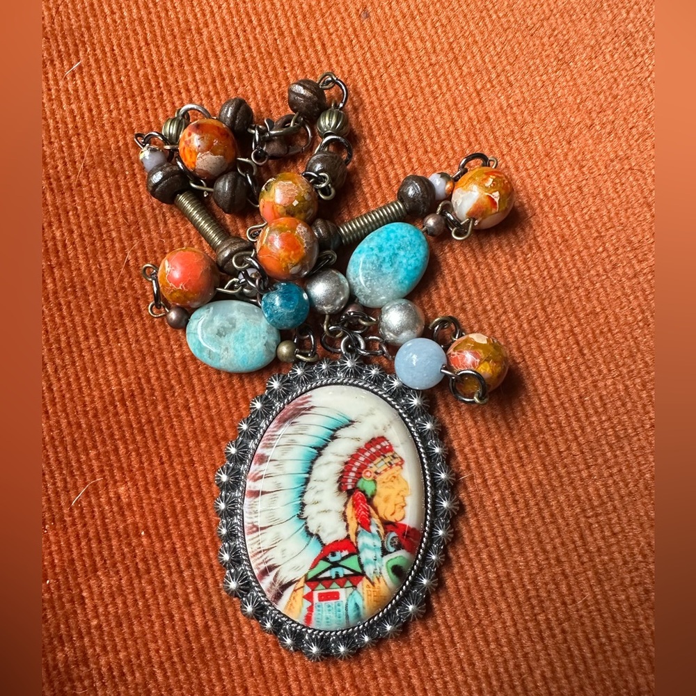 Indian chief pendant necklace